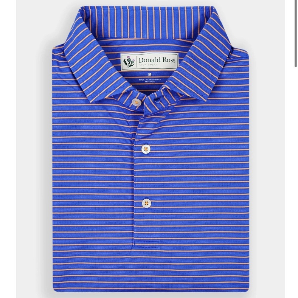 Donald Ross Sportswear‎ Mateo Pin Stripe Hybrid Baby Pique Performance Polo - M